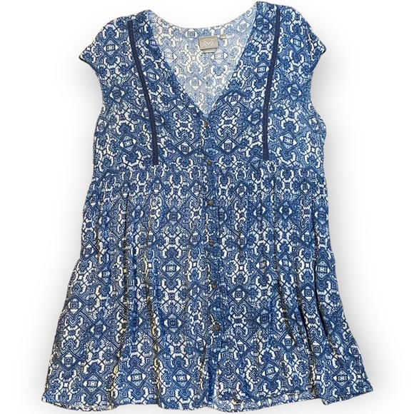 ANTHROPOLOGIE Vanessa Virginia Ladder Lace Blue Peasant Top Size Small - Picture 4 of 12